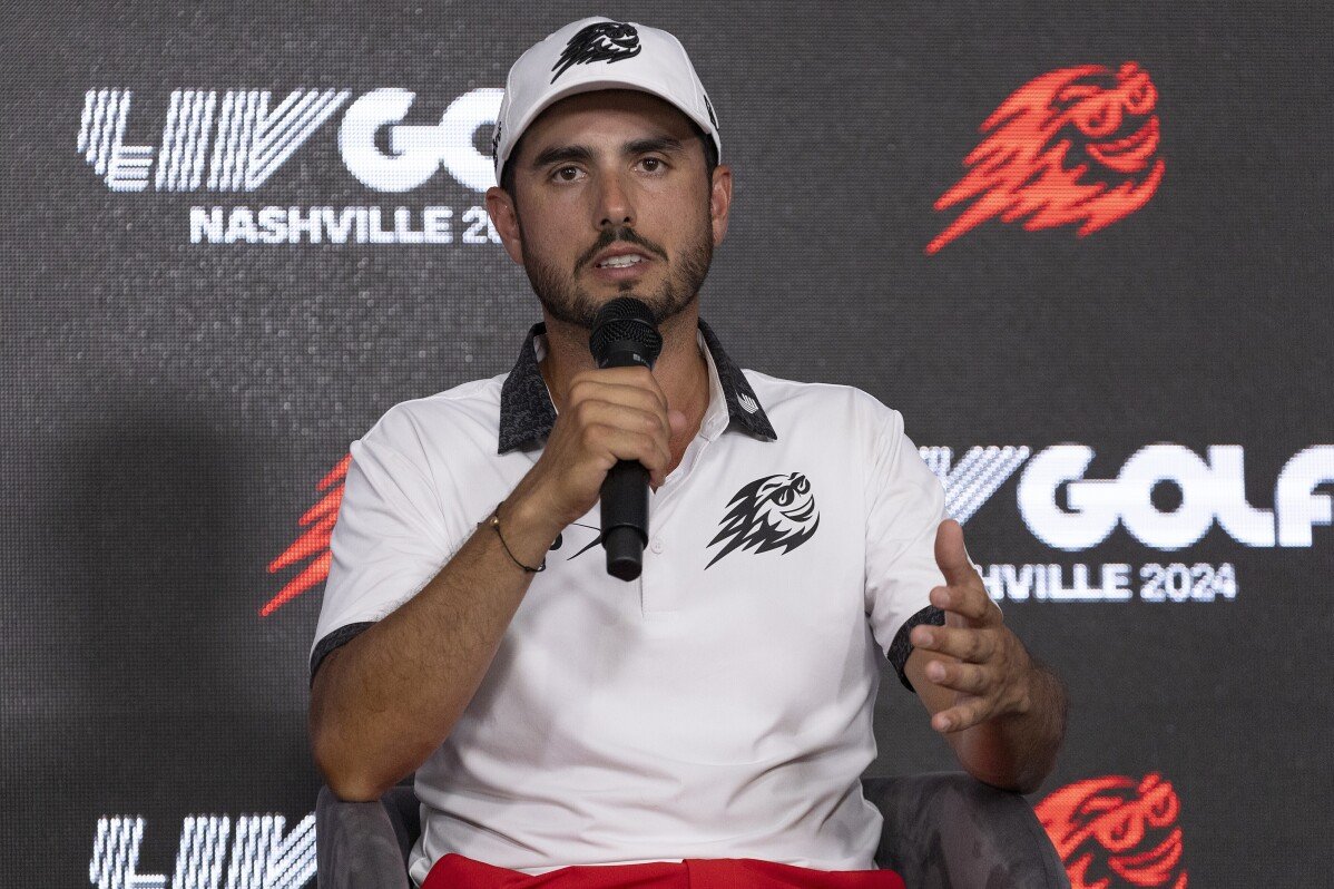 Abraham Ancer leads LIV Golf with 64, while Bryson DeChambeau trails by 3 strokes